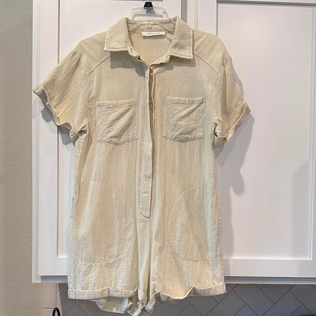 Mustard Seed Cream Short Sleeve Romper